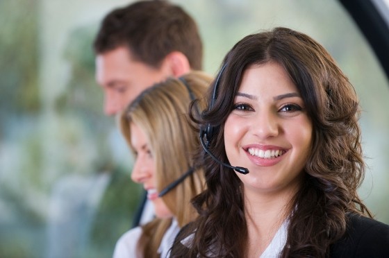 Female customer service representative smiling